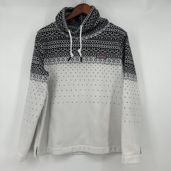 Vineyard Vines Sweater Women Large Fair Isle Fleece Funnel Neck Drawstring Soft - Picture 1 of 7
